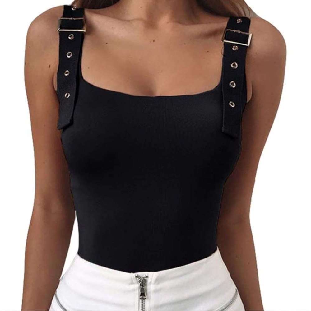 Black Buckle Strap Bodysuit – Small